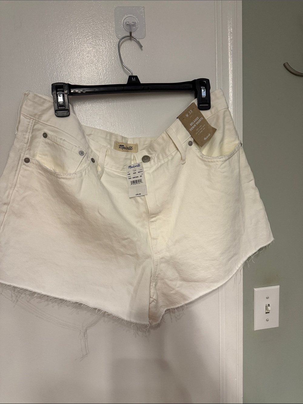 Madewell White Frayed Hem Denim Shorts